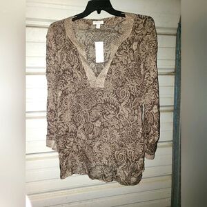 Plus Size 1X 16W Charter Club Silk Blouse top shirt new women's